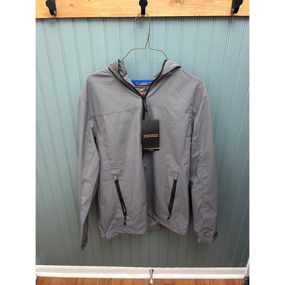 Hawke & Co‎ Pro Series Mens Sharkskin Grey Hooded Windbreaker Jacket HJP2498R S